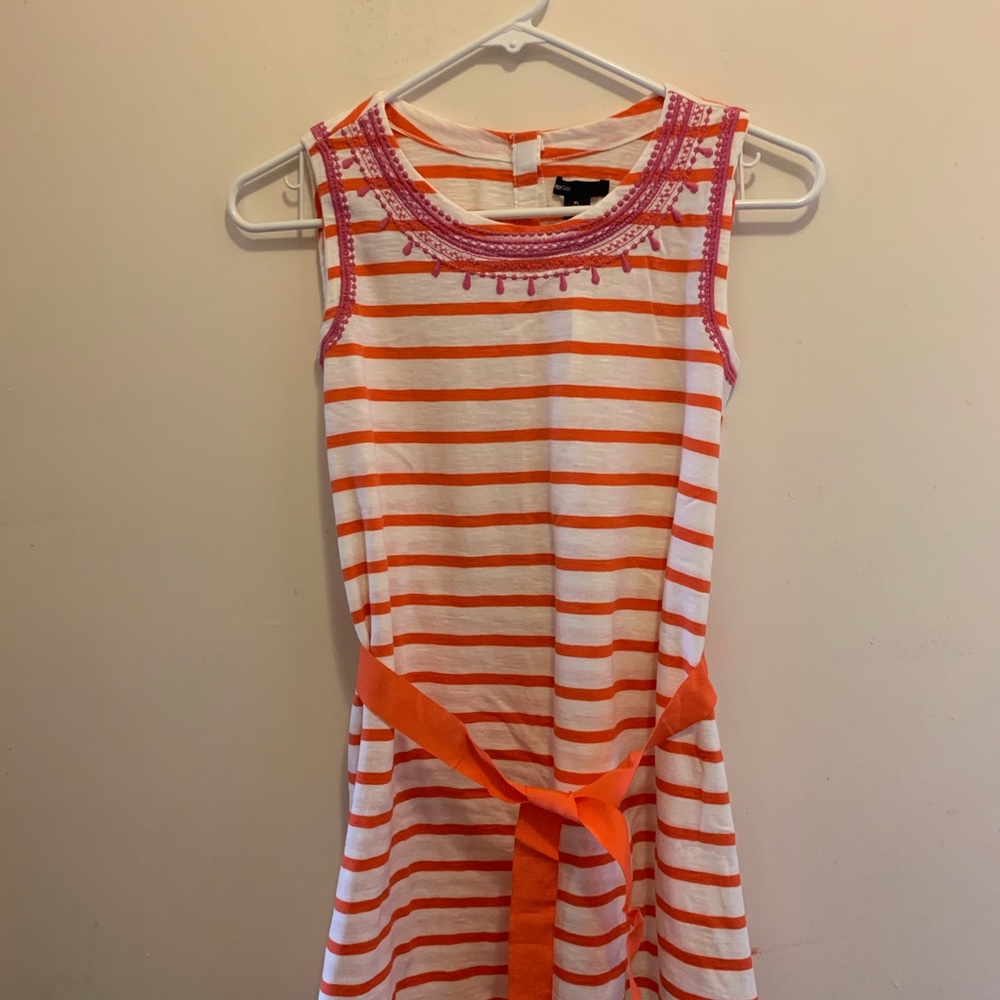 NWT Sleeveless Orange Striped Dress